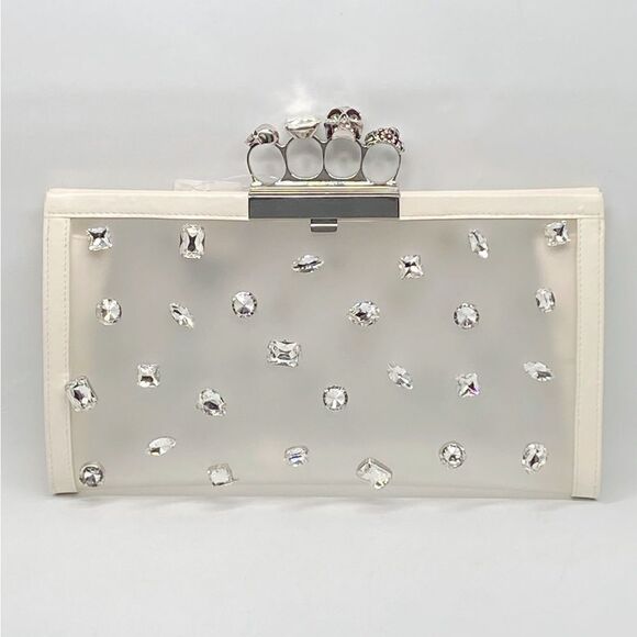 Alexander McQueen Four-Ring Knuckle Clasp Crystal Jeweled clutch - Picture 1 of 16